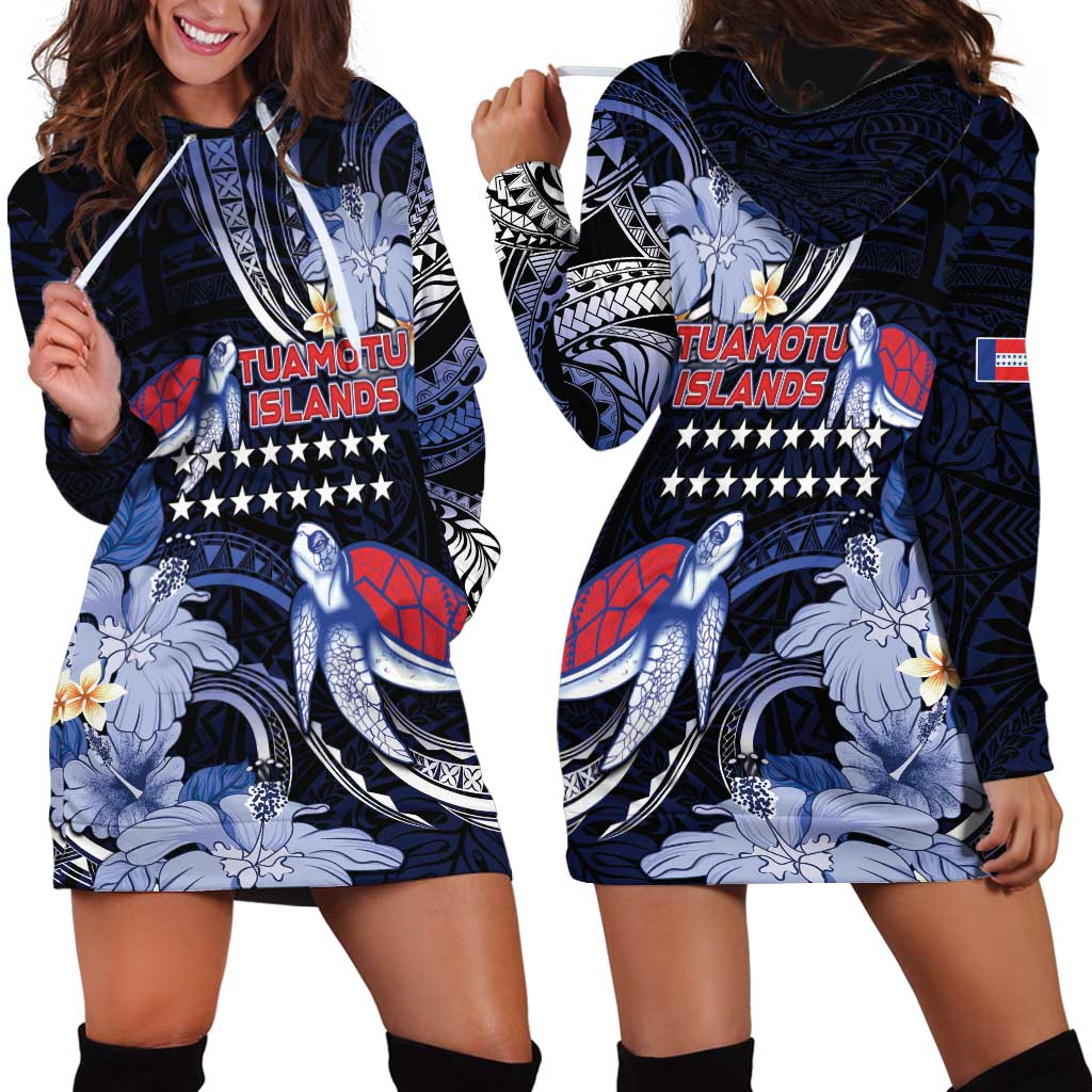 Tuamotu Islands Hoodie Dress Polynesian Pattern With Turtle LT05 - Polynesian Pride