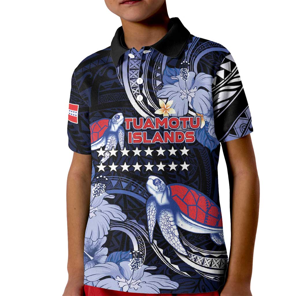 Tuamotu Islands Kid Polo Shirt Polynesian Pattern With Turtle LT05 Kid Black - Polynesian Pride