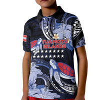 Tuamotu Islands Kid Polo Shirt Polynesian Pattern With Turtle LT05 Kid Black - Polynesian Pride