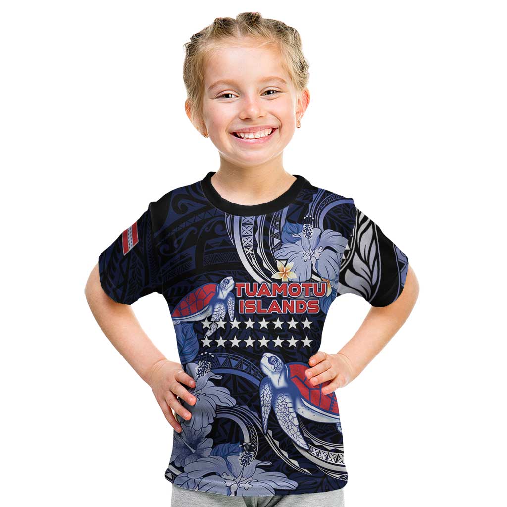 Tuamotu Islands Kid T Shirt Polynesian Pattern With Turtle LT05 Black - Polynesian Pride