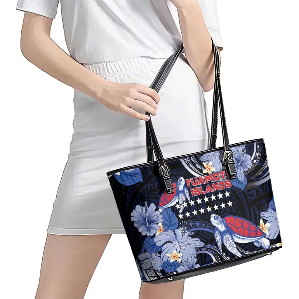 Tuamotu Islands Leather Tote Bag Polynesian Pattern With Turtle LT05 - Polynesian Pride