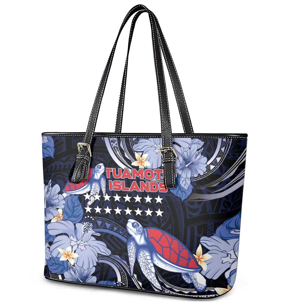 Tuamotu Islands Leather Tote Bag Polynesian Pattern With Turtle LT05 - Polynesian Pride