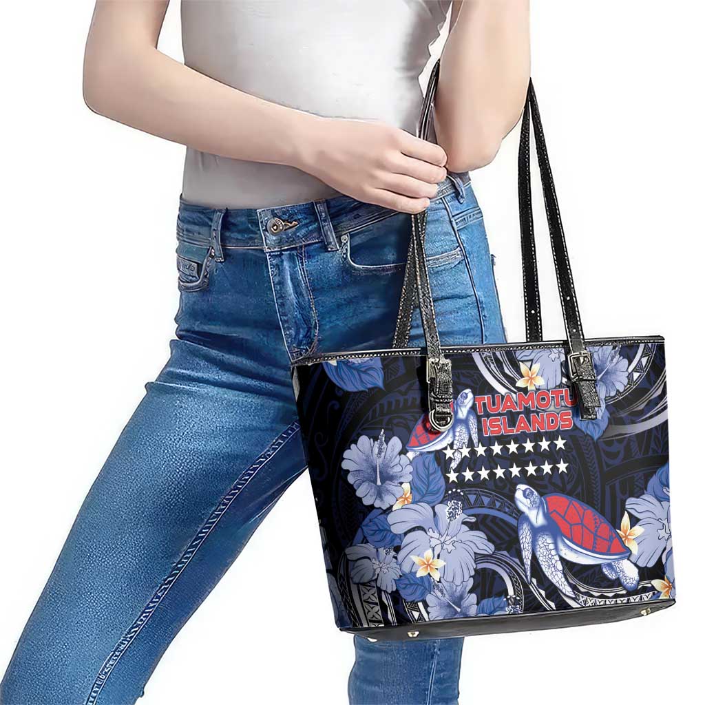 Tuamotu Islands Leather Tote Bag Polynesian Pattern With Turtle LT05 - Polynesian Pride