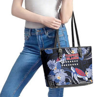 Tuamotu Islands Leather Tote Bag Polynesian Pattern With Turtle LT05 - Polynesian Pride