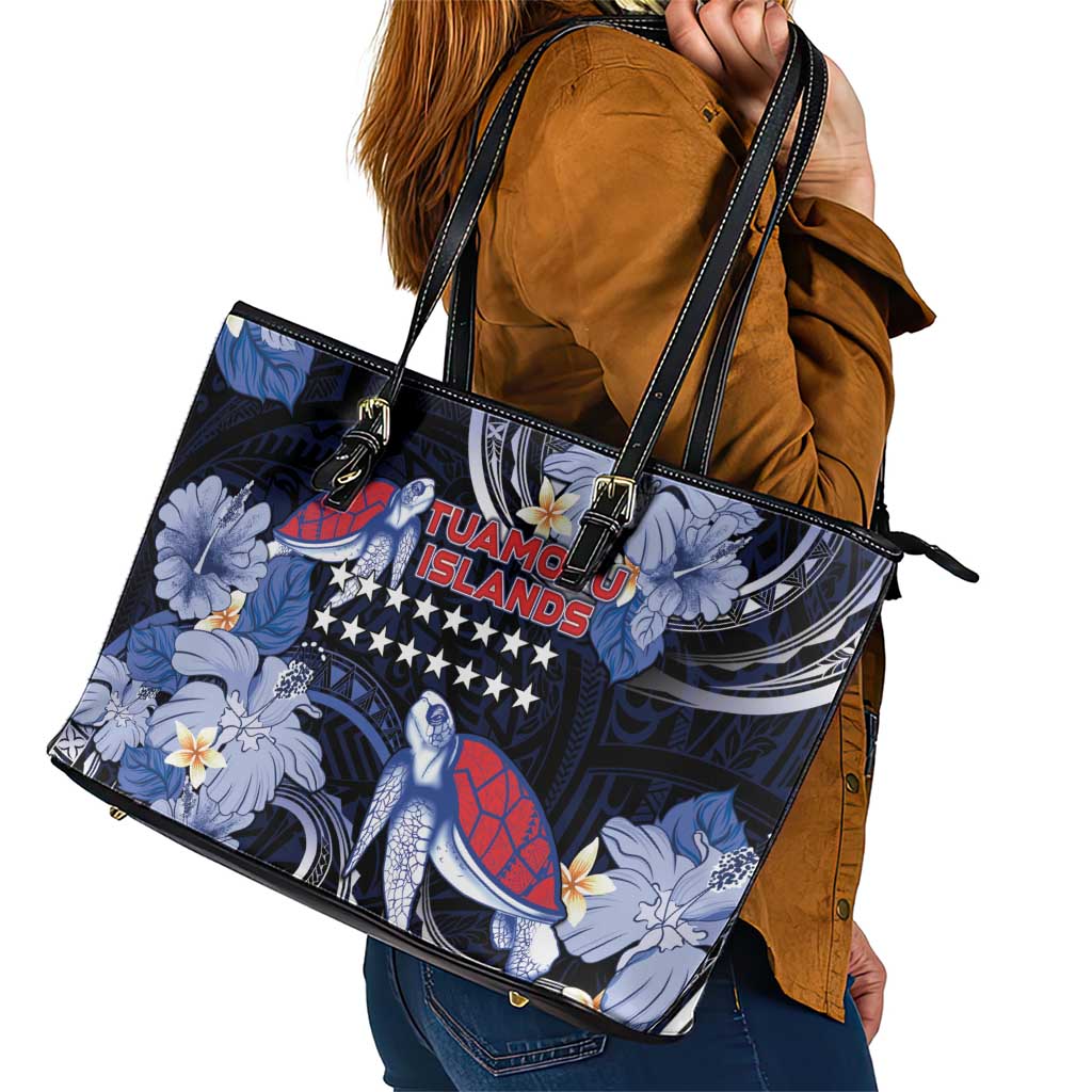 Tuamotu Islands Leather Tote Bag Polynesian Pattern With Turtle LT05 - Polynesian Pride