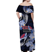 Tuamotu Islands Off Shoulder Maxi Dress Polynesian Pattern With Turtle LT05 - Polynesian Pride