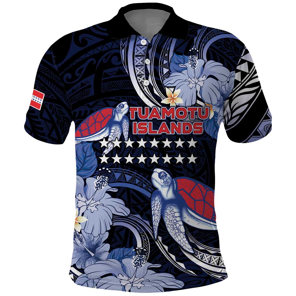 Tuamotu Islands Polo Shirt Polynesian Pattern With Turtle LT05 Black - Polynesian Pride