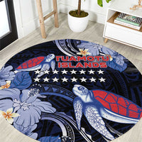 Tuamotu Islands Round Carpet Polynesian Pattern With Turtle