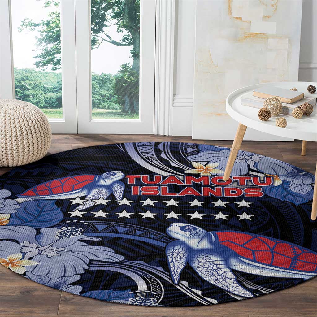 Tuamotu Islands Round Carpet Polynesian Pattern With Turtle