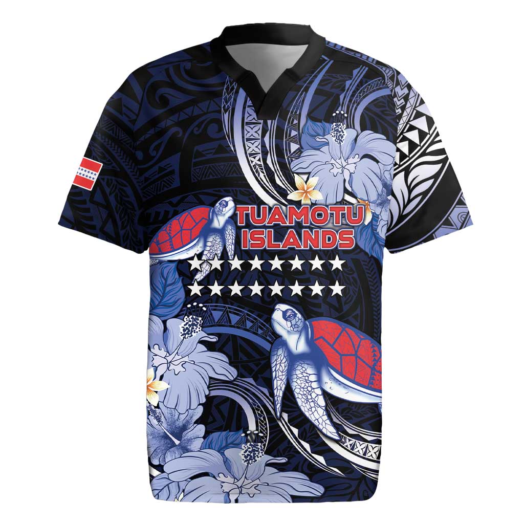 Tuamotu Islands Rugby Jersey Polynesian Pattern With Turtle LT05 Black - Polynesian Pride