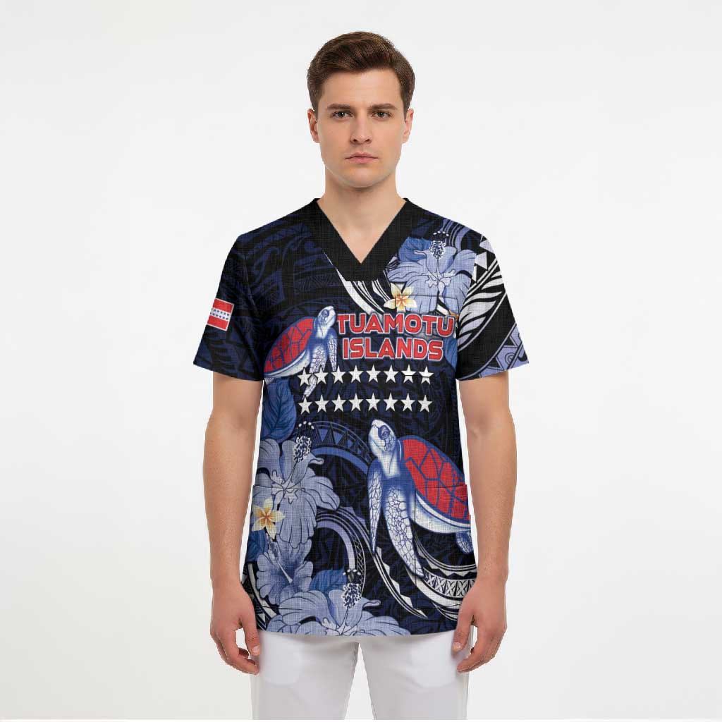 Tuamotu Islands Scrub Top Polynesian Pattern With Turtle LT05 - Polynesian Pride