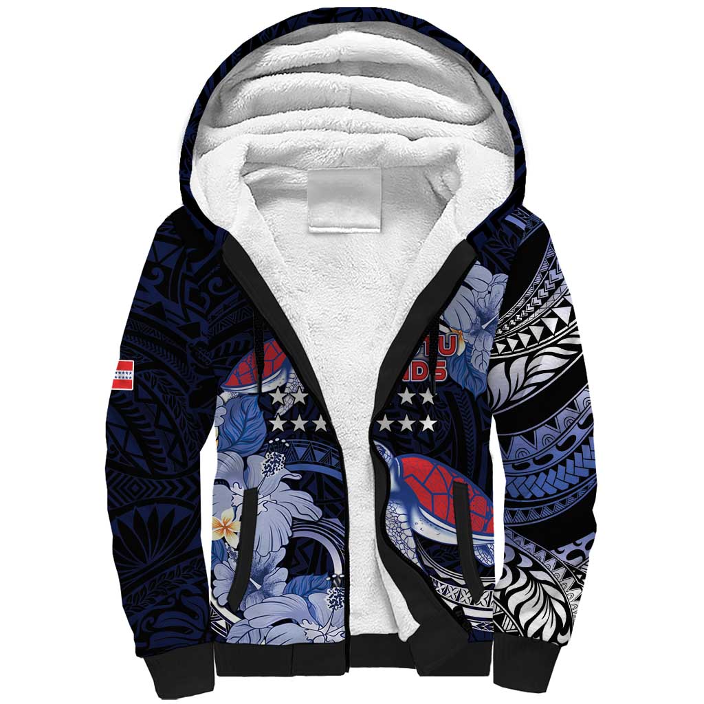 Tuamotu Islands Sherpa Hoodie Polynesian Pattern With Turtle LT05 Unisex Black - Polynesian Pride