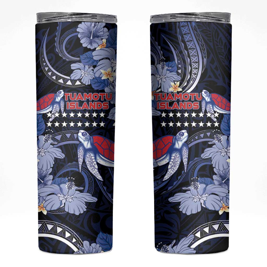 Tuamotu Islands Skinny Tumbler Polynesian Pattern With Turtle LT05 Black - Polynesian Pride