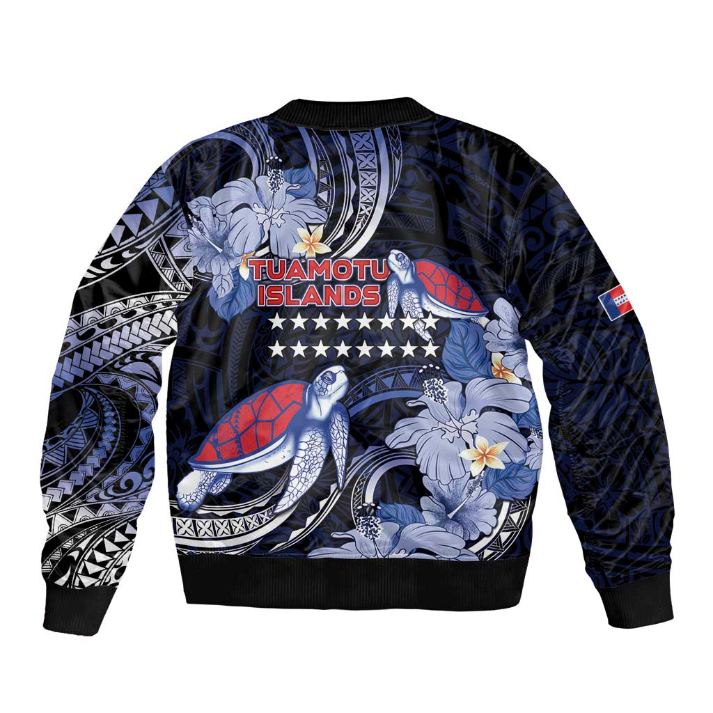 Tuamotu Islands Sleeve Zip Bomber Jacket Polynesian Pattern With Turtle LT05 - Polynesian Pride
