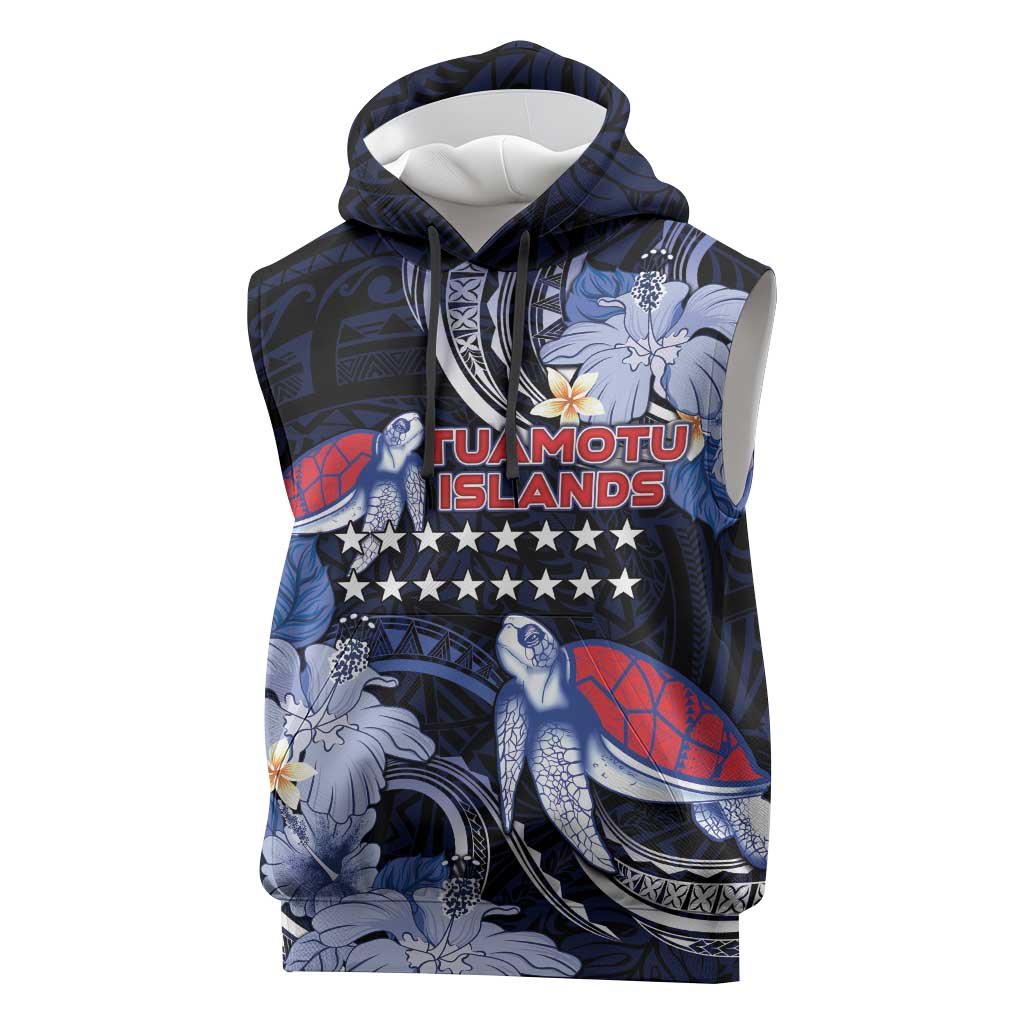 Tuamotu Islands Sleeveless Hoodie Polynesian Pattern With Turtle