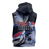 Tuamotu Islands Sleeveless Hoodie Polynesian Pattern With Turtle