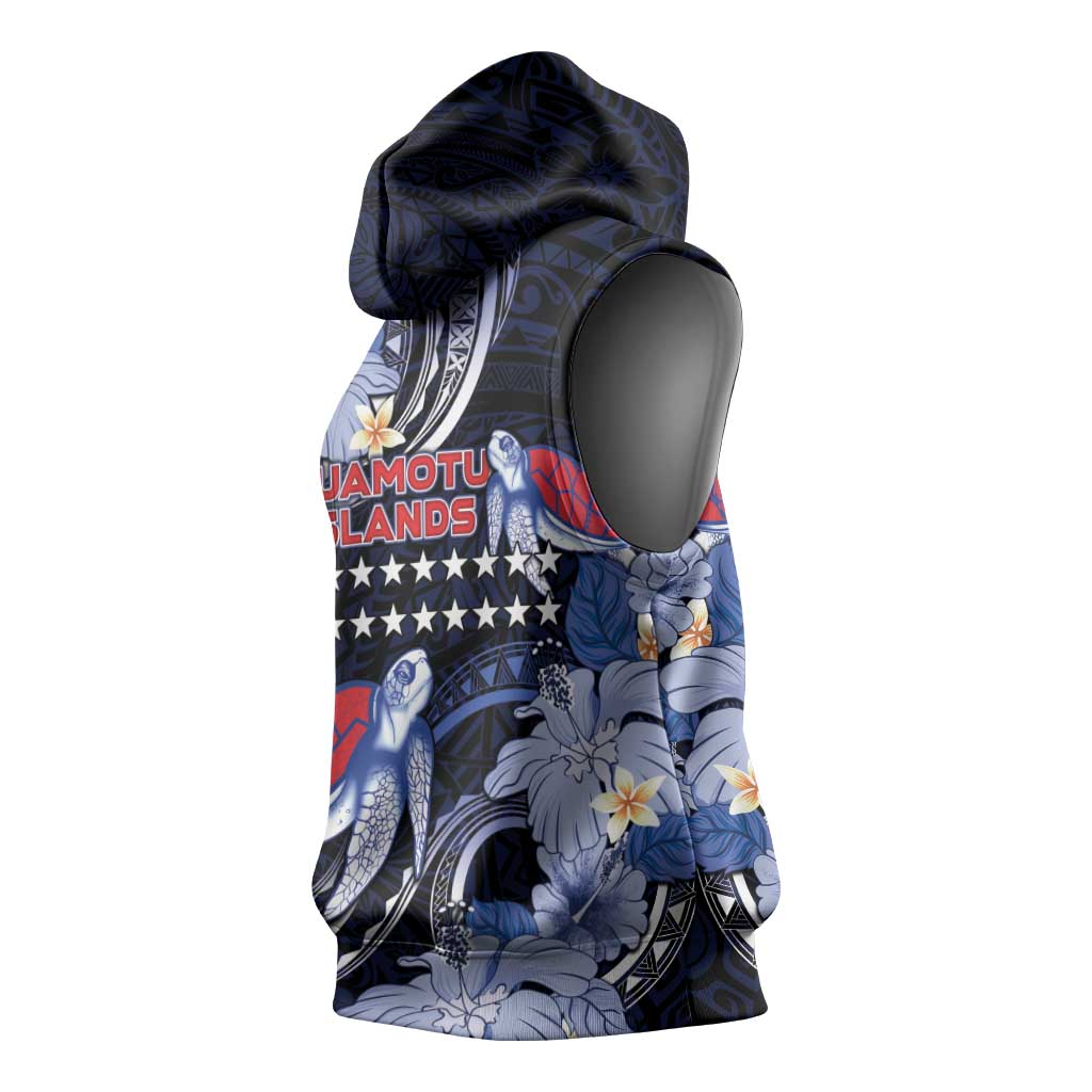 Tuamotu Islands Sleeveless Hoodie Polynesian Pattern With Turtle