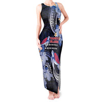 Tuamotu Islands Tank Maxi Dress Polynesian Pattern With Turtle