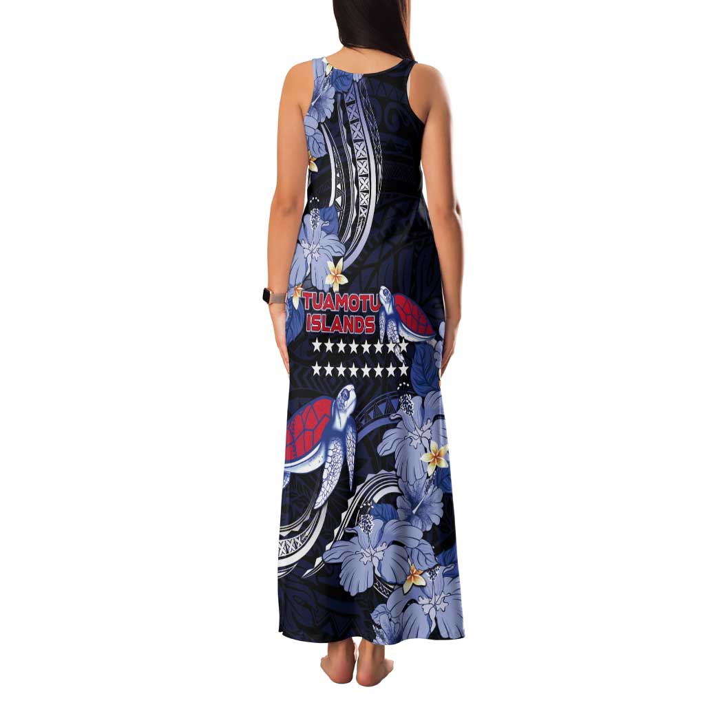 Tuamotu Islands Tank Maxi Dress Polynesian Pattern With Turtle