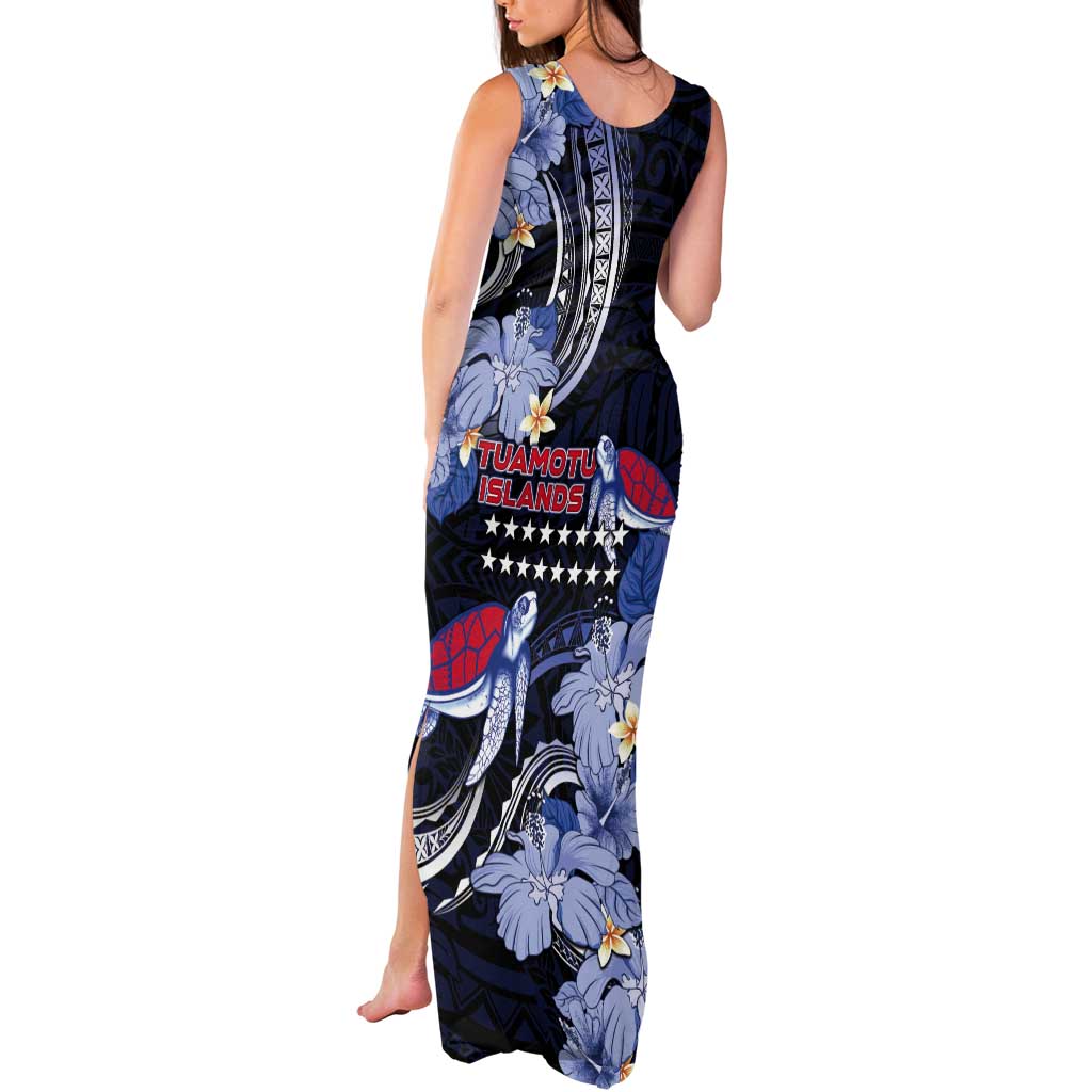 Tuamotu Islands Tank Maxi Dress Polynesian Pattern With Turtle