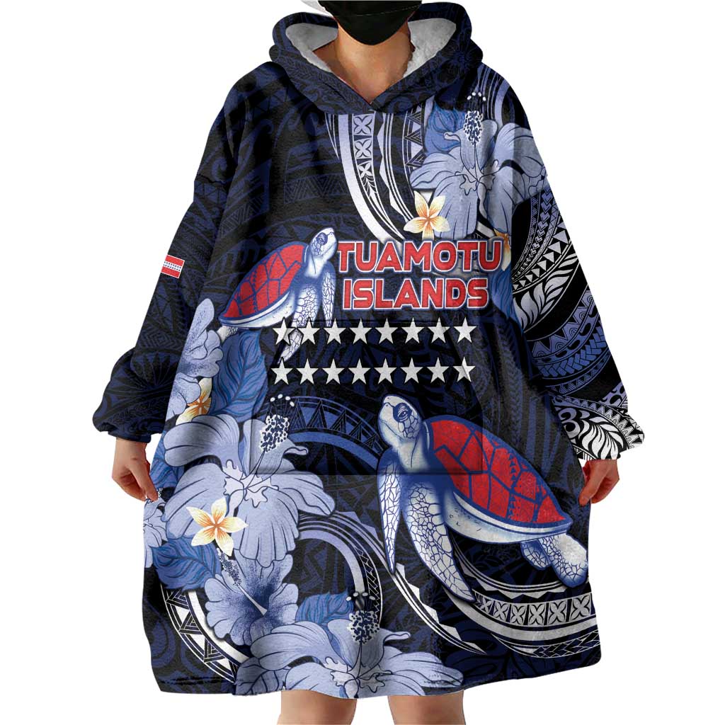 Tuamotu Islands Wearable Blanket Hoodie Polynesian Pattern With Turtle LT05 - Polynesian Pride
