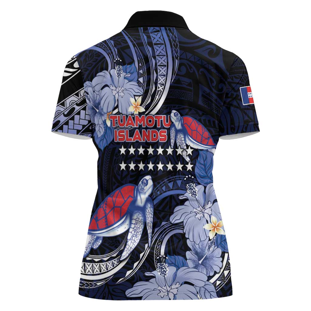 Tuamotu Islands Women Polo Shirt Polynesian Pattern With Turtle LT05 - Polynesian Pride