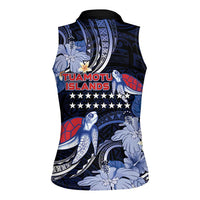 Tuamotu Islands Women Sleeveless Polo Shirt Polynesian Pattern With Turtle LT05 - Polynesian Pride
