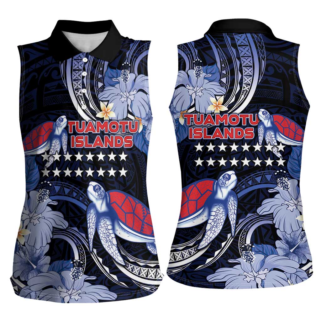 Tuamotu Islands Women Sleeveless Polo Shirt Polynesian Pattern With Turtle LT05 - Polynesian Pride