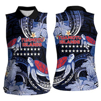 Tuamotu Islands Women Sleeveless Polo Shirt Polynesian Pattern With Turtle LT05 - Polynesian Pride