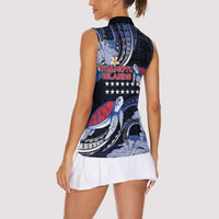 Tuamotu Islands Women Sleeveless Polo Shirt Polynesian Pattern With Turtle LT05 - Polynesian Pride
