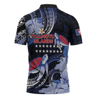 Tuamotu Islands Zipper Polo Shirt Polynesian Pattern With Turtle LT05 - Polynesian Pride
