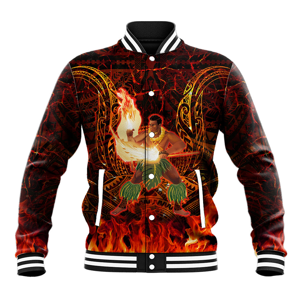 Samoa Siva Afi Festival Baseball Jacket Fire Knife Dancing LT05 Unisex Green - Polynesian Pride