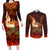 Samoa Siva Afi Festival Couples Matching Long Sleeve Bodycon Dress and Long Sleeve Button Shirt Fire Knife Dancing LT05 Green - Polynesian Pride