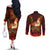 Samoa Siva Afi Festival Couples Matching Off The Shoulder Long Sleeve Dress and Long Sleeve Button Shirt Fire Knife Dancing LT05 - Polynesian Pride