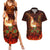 Samoa Siva Afi Festival Couples Matching Summer Maxi Dress and Hawaiian Shirt Fire Knife Dancing LT05 Green - Polynesian Pride