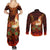 Samoa Siva Afi Festival Couples Matching Summer Maxi Dress and Long Sleeve Button Shirt Fire Knife Dancing LT05 - Polynesian Pride