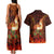 Samoa Siva Afi Festival Couples Matching Tank Maxi Dress and Hawaiian Shirt Fire Knife Dancing LT05 - Polynesian Pride