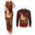 Samoa Siva Afi Festival Couples Matching Tank Maxi Dress and Long Sleeve Button Shirt Fire Knife Dancing LT05 Green - Polynesian Pride