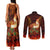 Samoa Siva Afi Festival Couples Matching Tank Maxi Dress and Long Sleeve Button Shirt Fire Knife Dancing LT05 - Polynesian Pride