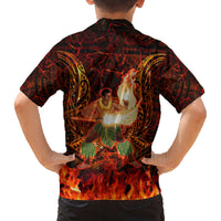 Samoa Siva Afi Festival Family Matching Off Shoulder Maxi Dress and Hawaiian Shirt Fire Knife Dancing LT05 - Polynesian Pride