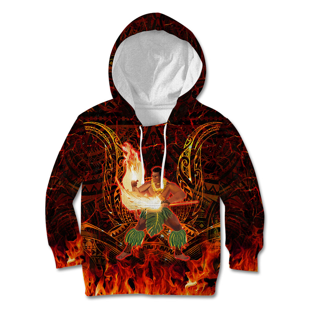 Samoa Siva Afi Festival Kid Hoodie Fire Knife Dancing LT05 Hoodie Green - Polynesian Pride