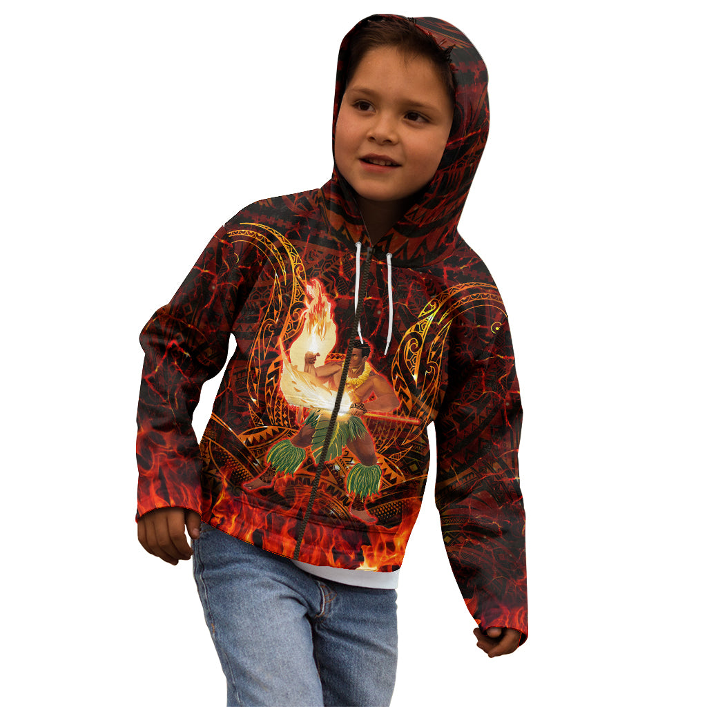 Samoa Siva Afi Festival Kid Hoodie Fire Knife Dancing LT05 - Polynesian Pride