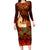 Samoa Siva Afi Festival Long Sleeve Bodycon Dress Fire Knife Dancing LT05 Long Dress Green - Polynesian Pride