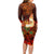 Samoa Siva Afi Festival Long Sleeve Bodycon Dress Fire Knife Dancing LT05 - Polynesian Pride