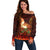 Samoa Siva Afi Festival Off Shoulder Sweater Fire Knife Dancing LT05 Women Green - Polynesian Pride