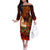 Samoa Siva Afi Festival Off The Shoulder Long Sleeve Dress Fire Knife Dancing LT05 Women Green - Polynesian Pride