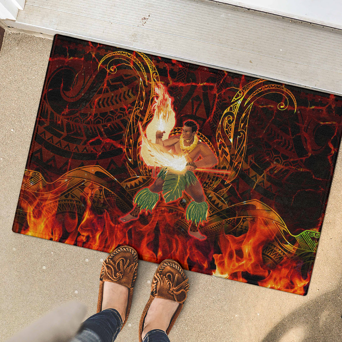Samoa Siva Afi Festival Rubber Doormat Fire Knife Dancing