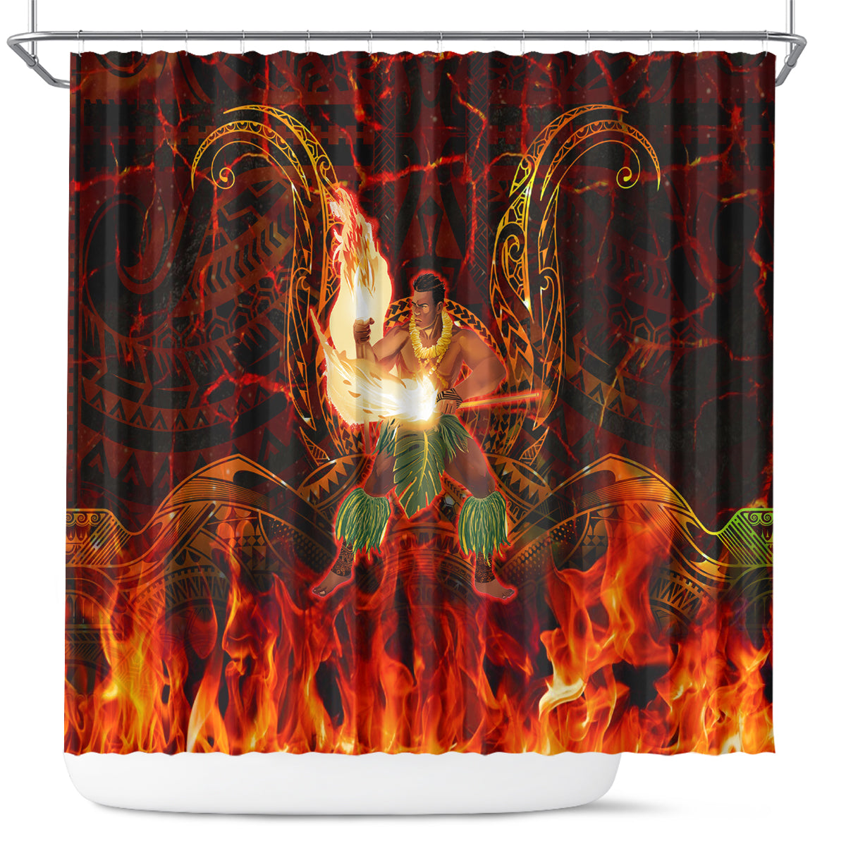 Samoa Siva Afi Festival Shower Curtain Fire Knife Dancing