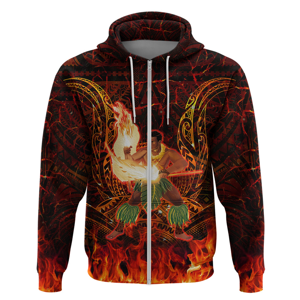 Samoa Siva Afi Festival Zip Hoodie Fire Knife Dancing LT05 Zip Hoodie Green - Polynesian Pride