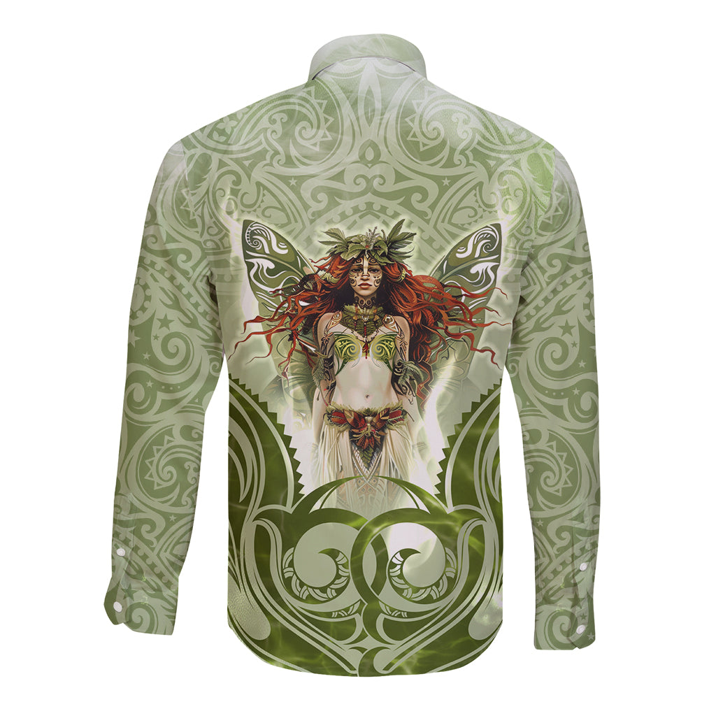 New Zealand Maori Fairy Patupaiarehe Long Sleeve Button Shirt Polynesian Style LT05 - Polynesian Pride